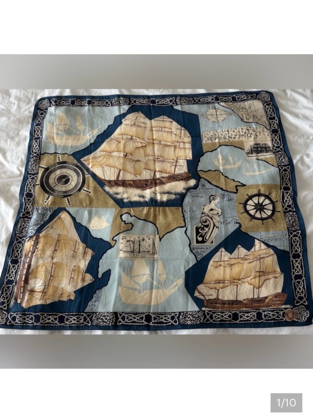 Vintage 1994 Echo x Smithsonian Museum Collection Nautical Silk Scarf